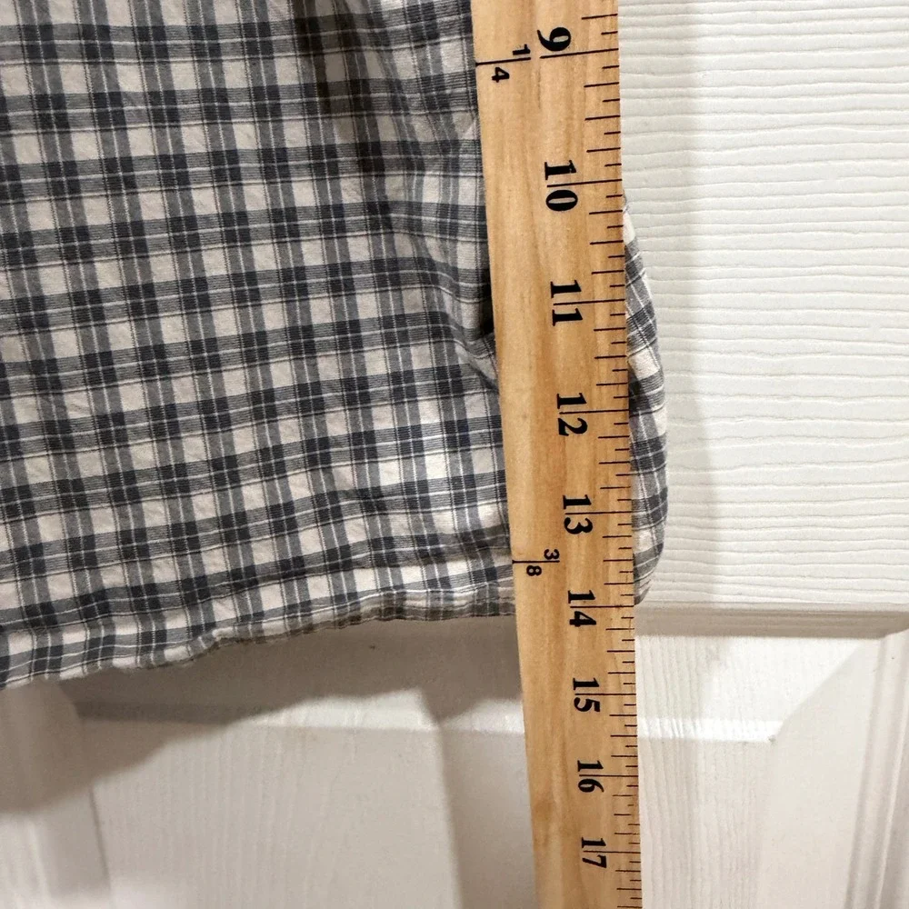 Zara Mens Grey White Plaid Short Sleeve Button Down Shirt Large 4425/056/802